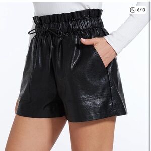 Black faux Leather Women Shorts XS